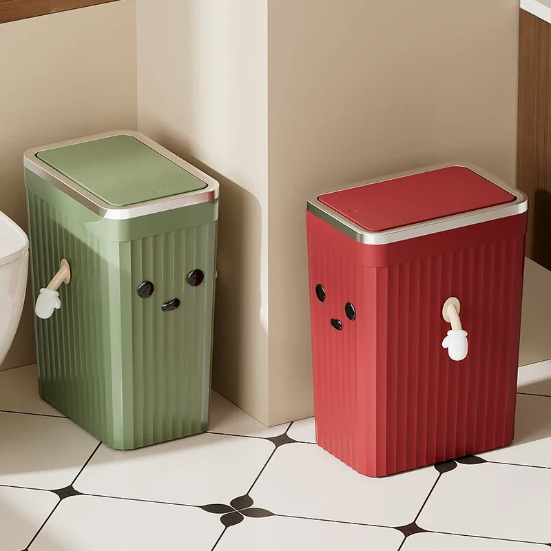 1pc Push-Button Waste Bin, Large Capacity, Non-Slip Base, Sealed Odour-Proof Lid, Suitable for Kitchens, Bathrooms, Offices