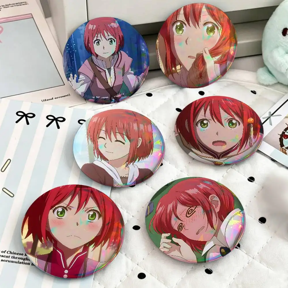 Snow White With The Red Hair For Badge Custom Laser Hologram Enamel Pin Badge Metal Lapel Brooch For Clothes Bag Accessory Gift