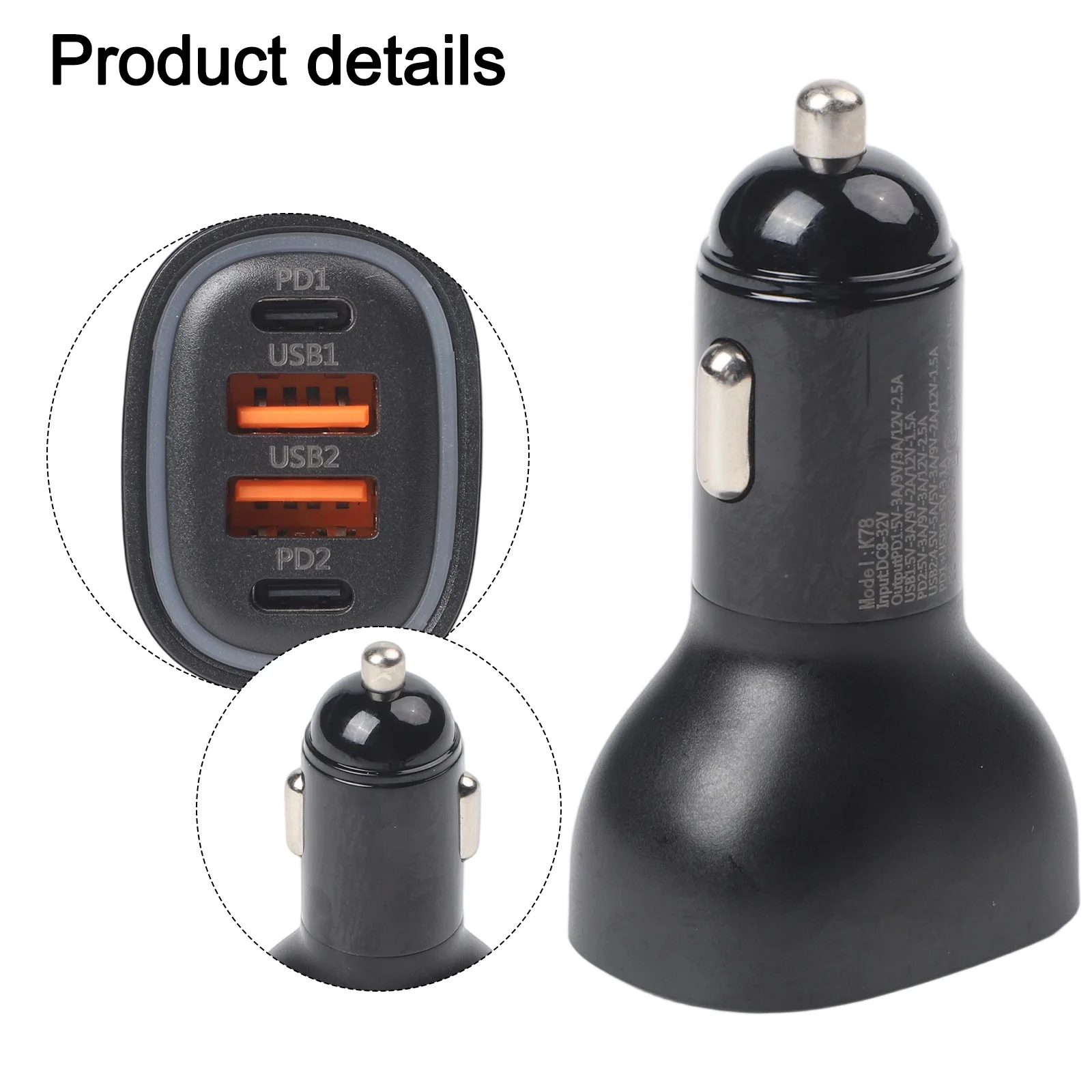 

Car Interior Usage As Shown In The Figure 100W Car Charger Multi-Port Charging Adapter Car Charger For Multiple Devices
