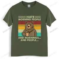 I Hate Morning People And Mornings And People T Shirt Funny-Bear Drink Coffee Lover Cute Lazy Animal Retro T-Shirt