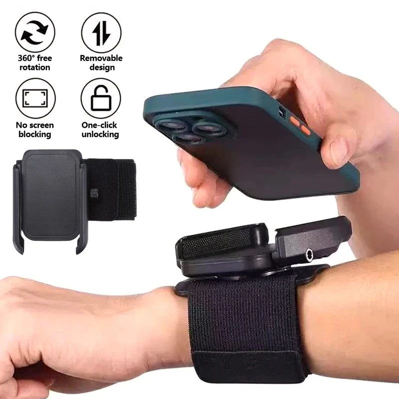 Universal Adjustable Rotatable Wrist Armband Phone Holder For Outdoor Running Dancing Sports Detachable Holder with Secure Strap