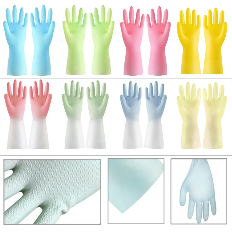 Reusable Household Gloves Waterproof Rubber Latex Cleaning Laundry Gloves Dishwashing Gloves for Kitchen Dish Washing