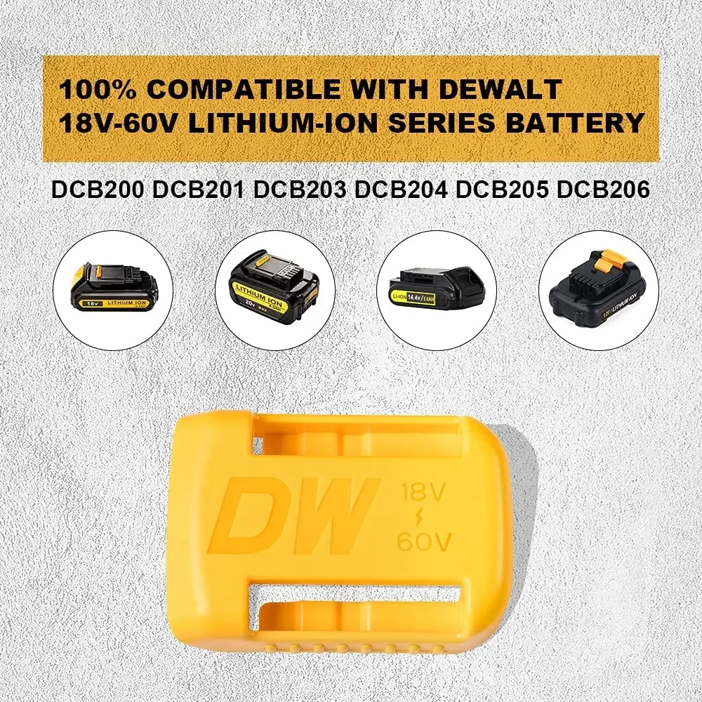 Suporte de bateria para Dewalt 18V 20V 60V, suportes de armazenamento de parede Stander Mount, Display Hanger Dock, fivela do cinto de bateria, amarelo, 2 pcs, 5 pcs, 10pcs