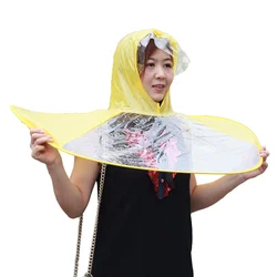 Rain Umbrella For Adults UFO Hat Portable Reusable Raincoats clear hooded rain poncho Cloak Creative Rain Gear for Children