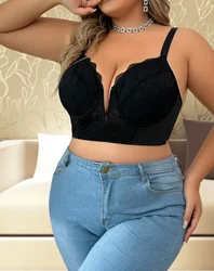 Women's Fashion Black Plus Size Elegant Sexy Daily Multi-Occasion Practical 3/4 Cup Underwear Bra