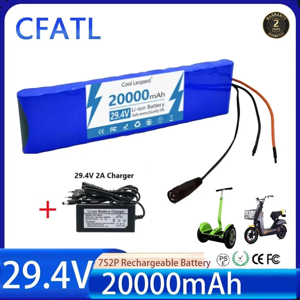 

100% Original Cool Leopard 29.4V 20000mAh 7S2P 18650 Rechargeable Li-ion Battery Pack For 29.4V Electric Scooter with Charger