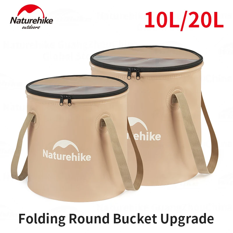 Naturehike 10L/20L Upgrade Folding Outdoor Round Water Bucket Travel Camping Water Bag Picnic Beach Fishing Storage Box With Lid