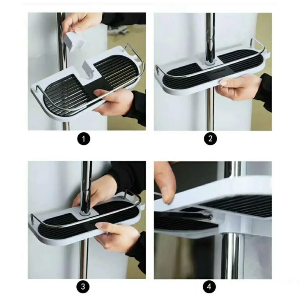 

Shower Shelf Bathroom Accessories Ergonomic Design No Punching Wall Space Saver Tray Rack Storage Holder Fits 24mm Rod Bathroom