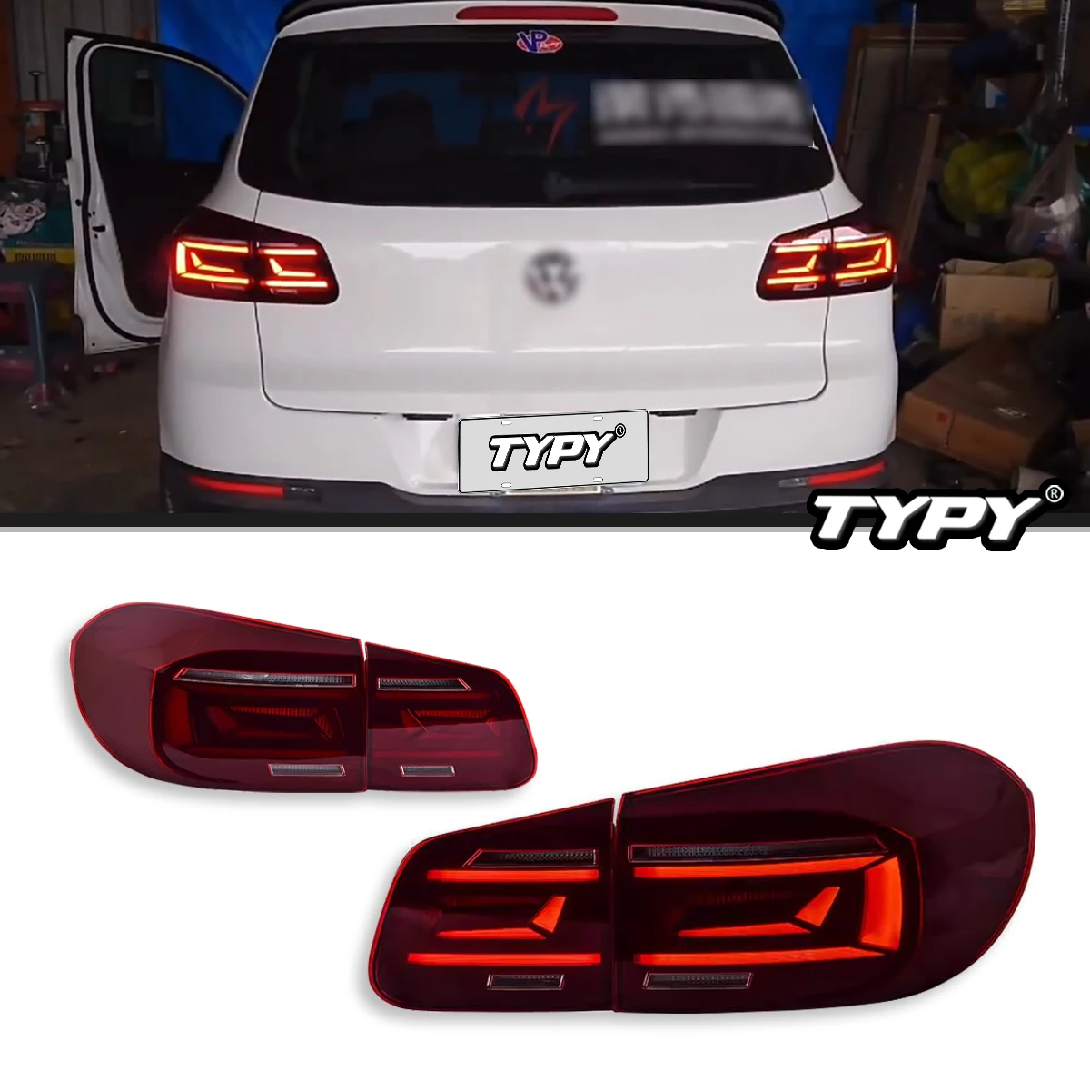 

Автомобильные фары TYPY для VW Tiquan, задний фонарь 2013-2016, светодиодный динамический водяной руль, задний фонарь, дневные ходовые огни