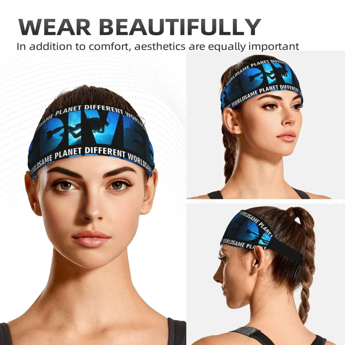 Dive Sea Diving Elastic Exercise Headband Exercise Anime Men Women Graphic Y2K Hairband Headband