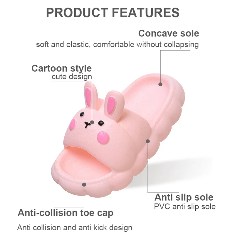 Cute Cartoon Rabbit Children Boy Girl Slippers Summer Indoor Bathroom Outdoor Bathroom Shower Anti Slip Soft Sole Cool Slippers