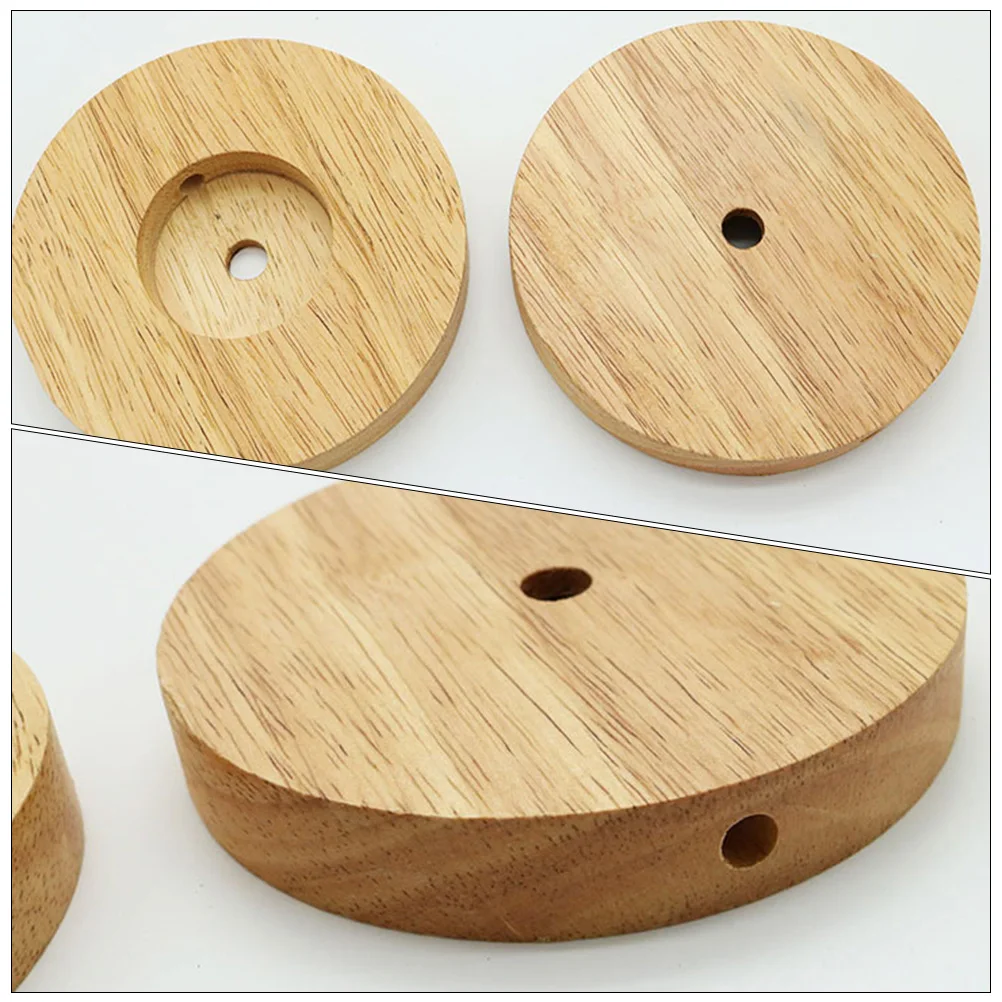 

2 Pcs Wooden Lamp Holder Light Stand Pedestal Round Display Base Table Bases Solid