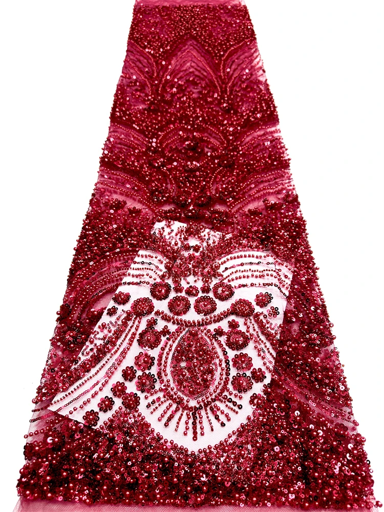 أحدث عرض ساخن لعام 2026 قماش دانتيل ثقيل مطرز فرنسي فاخر جديد راقي مع قماش ترتر لحفلات الزفاف #1