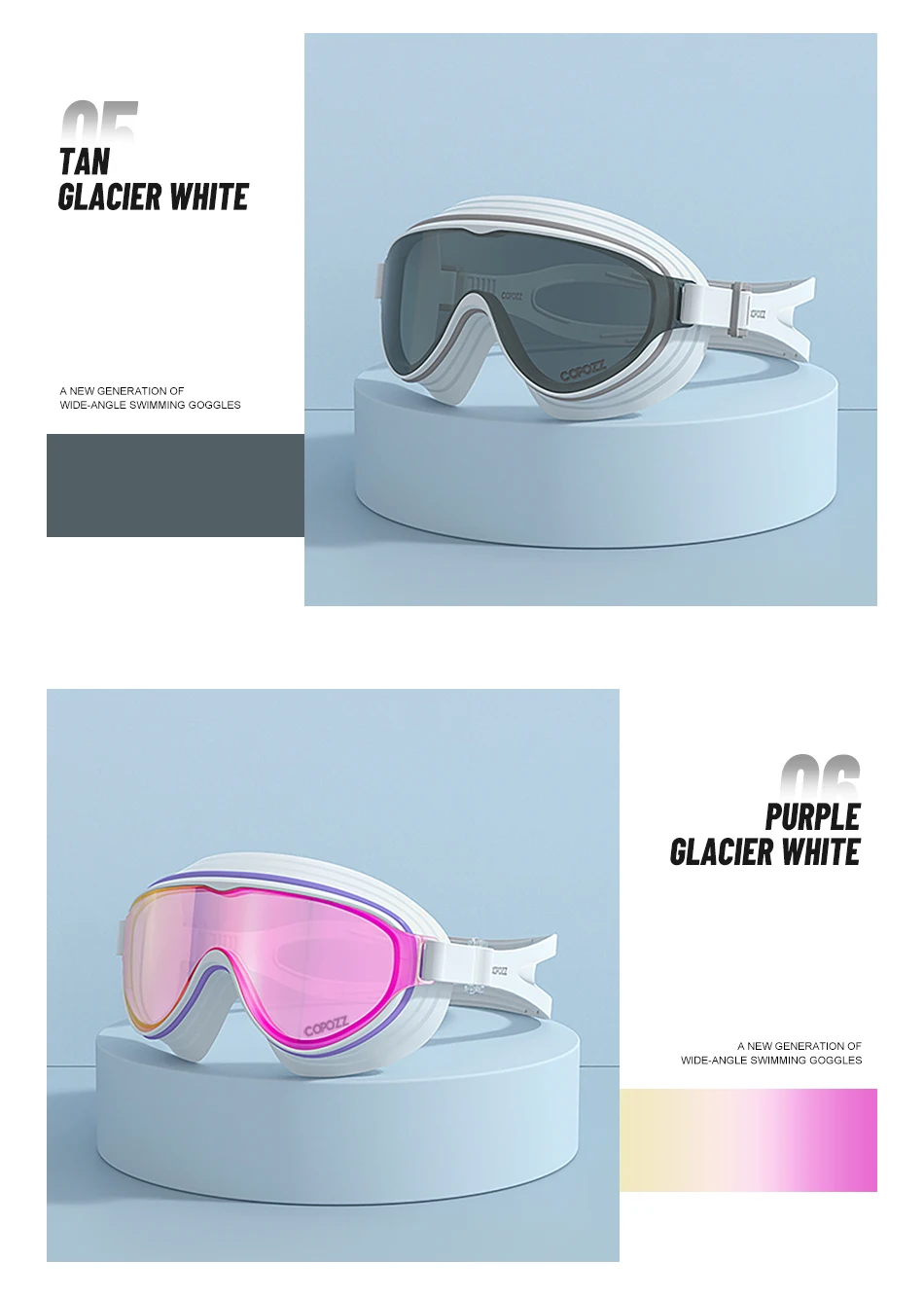 COPOZZ Neue Schwimmbrille für Erwachsene mit großem Rahmen, professionelle Beschichtung, langlebig, Anti-Beschlag-Komfortbrille, Schwimmbrille für Männer und Frauen – Detail 12