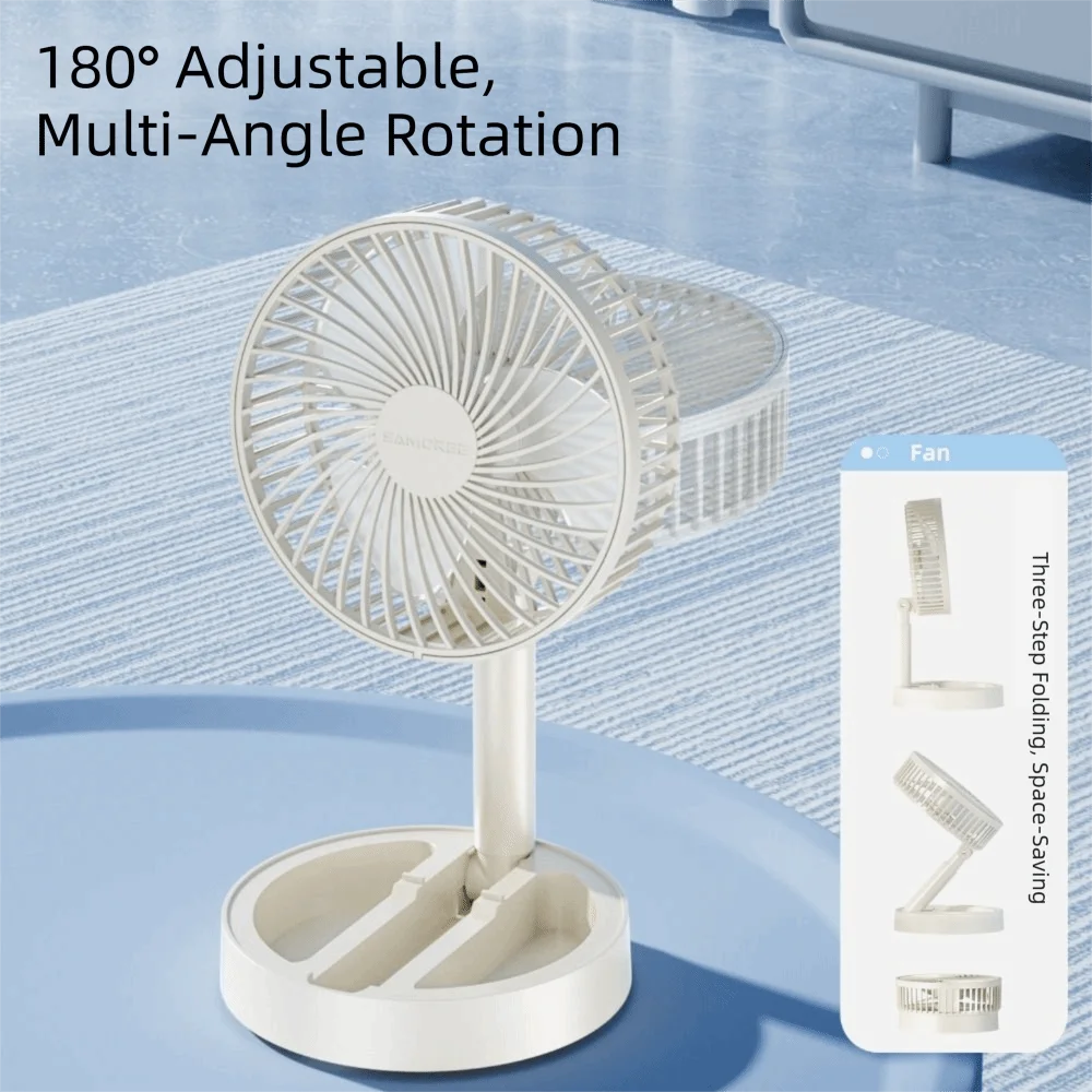 Portable Foldable Desktop Fan Adjustable Angle Quiet Operation USB Fan USB Powered Compact Base Mini Electric Fan Home Office