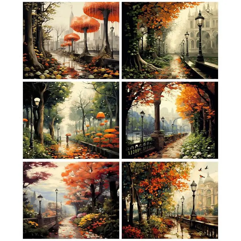 

SDOYUNO Oil Painting By Numbers For Handicrafts Road Landscape Acrylic Paints For Adults Number Painting Home Decors Frameless