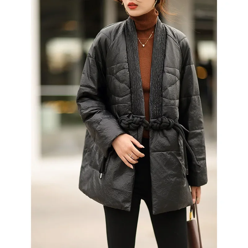 Real Leather Jacket Women Korean Woman Clothes Loose Puffer Jackets Fashion Genuine Leather Down Coats Button Doudoune Femme