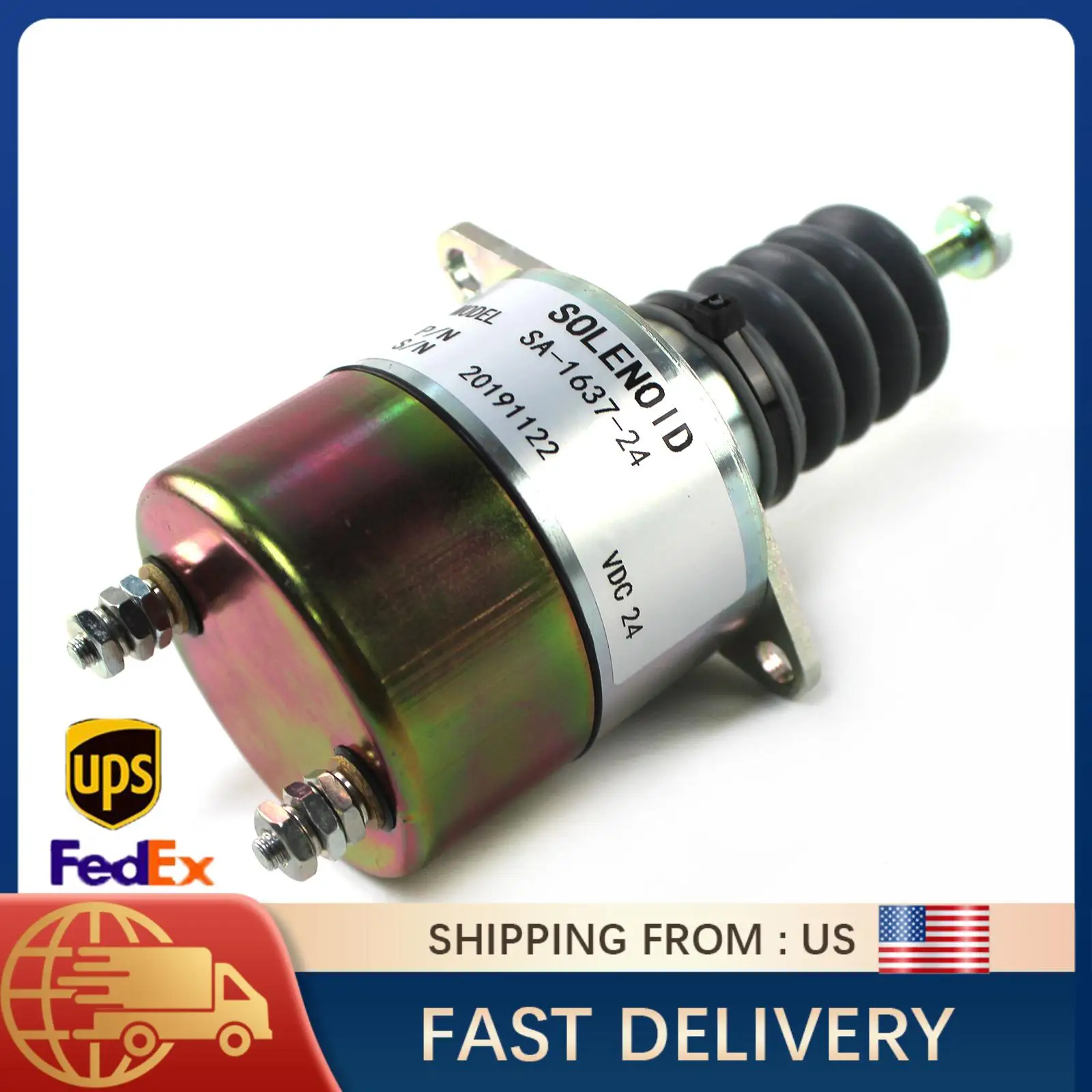 

Соленоид отключения топлива для Onan MEP002A MEP003A 24 В, управление остановкой дизельного двигателя SA-1637-24 307-1101, детали топливного соленоида