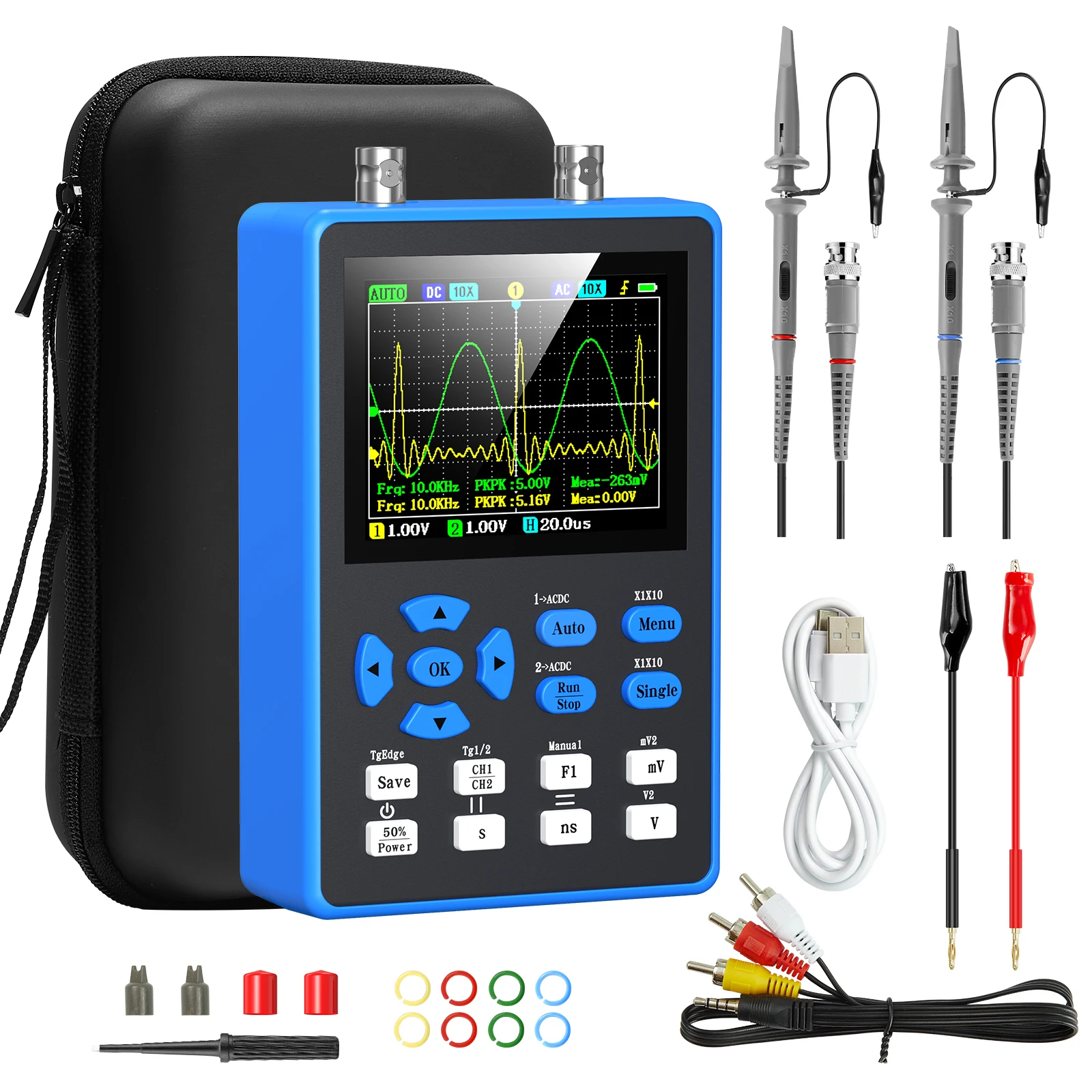 

DSO2512G 2.8 Inch Handheld Digital Oscilloscope 120M Bandwidth Dual Channel Oscilloscope Signal Generator 500MSa/s