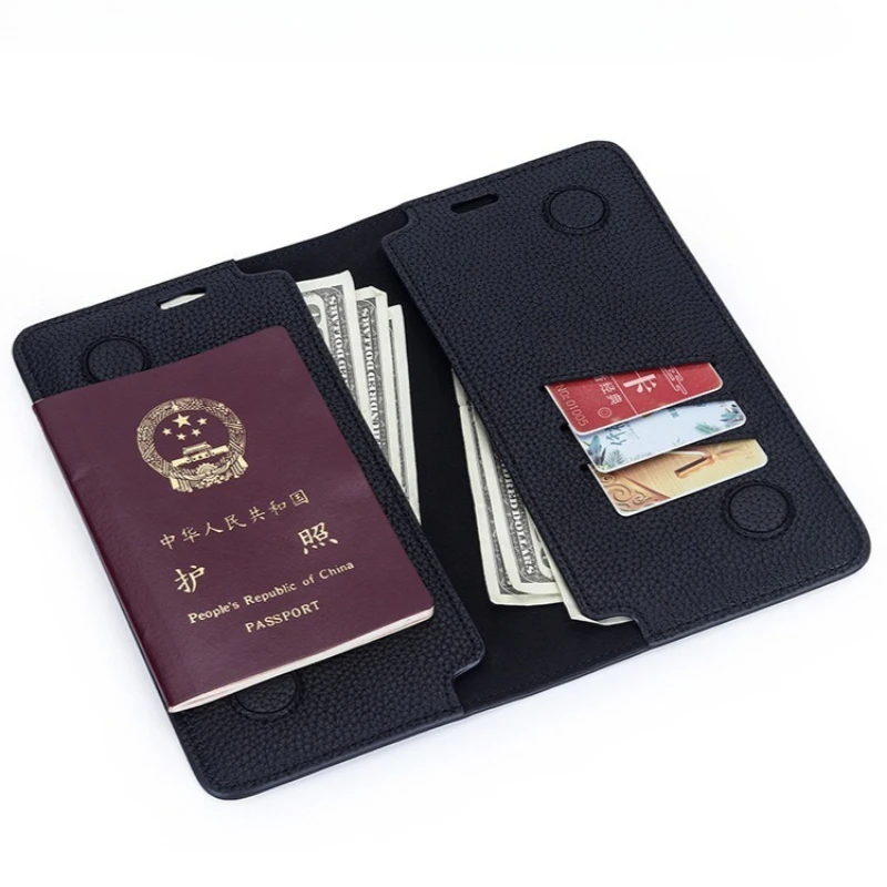 Slim Minimalist Passport Wallet Genuine Leather Passport Holder, Cowhide Travel Wallets for Men Women, Magnetic Closure