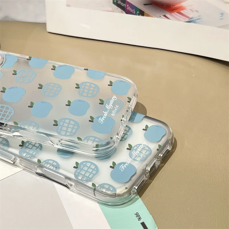 الكورية لطيف ليتل أبل طباعة جراب هاتف آيفون 17 برو 16 15 14 برو ماكس الغطاء الخلفي مع سلسلة موضة للصدمات حالات كابا