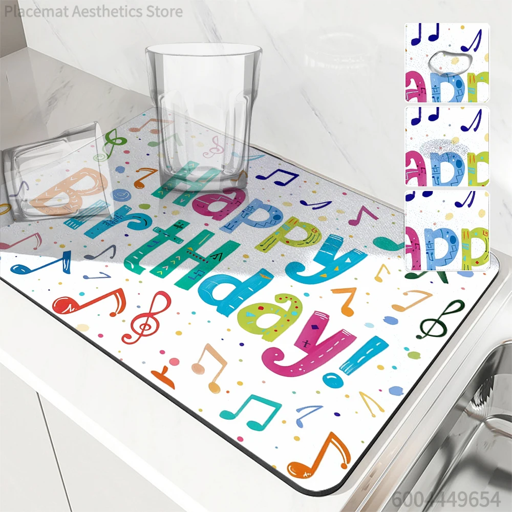Absorbent Anti-slip Coffee Dish Mats Birthday Party Note  Kitchen Absorbent Draining Mat Drying Mat Quick Dry Bathroom Drain Pad