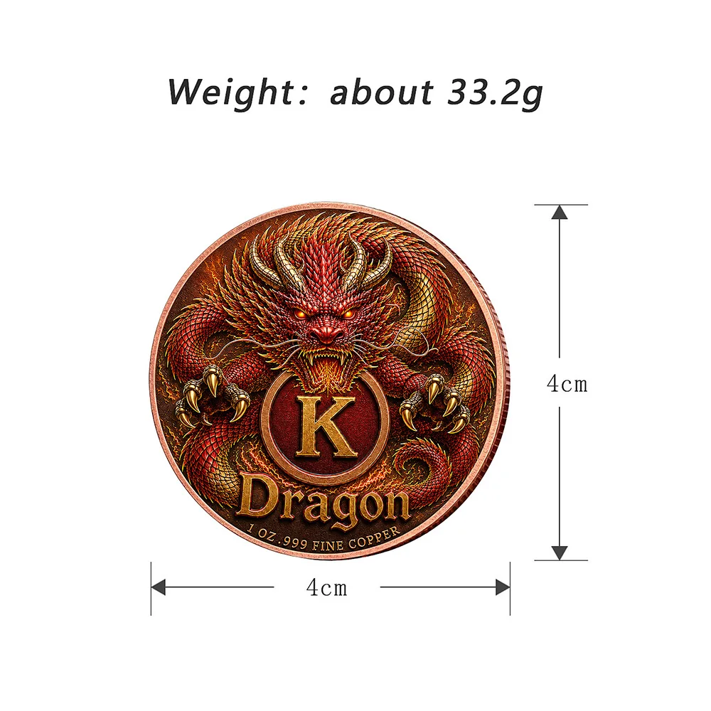 1OZ .999 Fine Copper Coin Cosmic Blue Oriental Dragon Galaxy Eastern Dragon Copper Bullion Collectible Desktop Gift