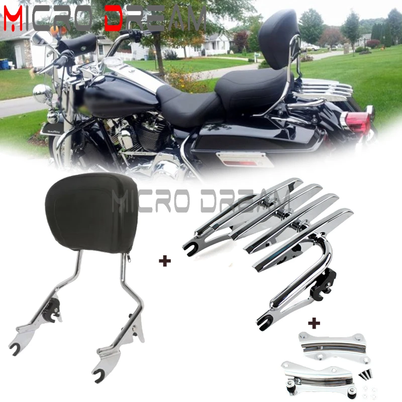 

Motorcycle Detachable Stealth Luggage Rack Rear Backrest For Harley Touring Road King CVO Street Electra Glide FLTR FLHR FLHX