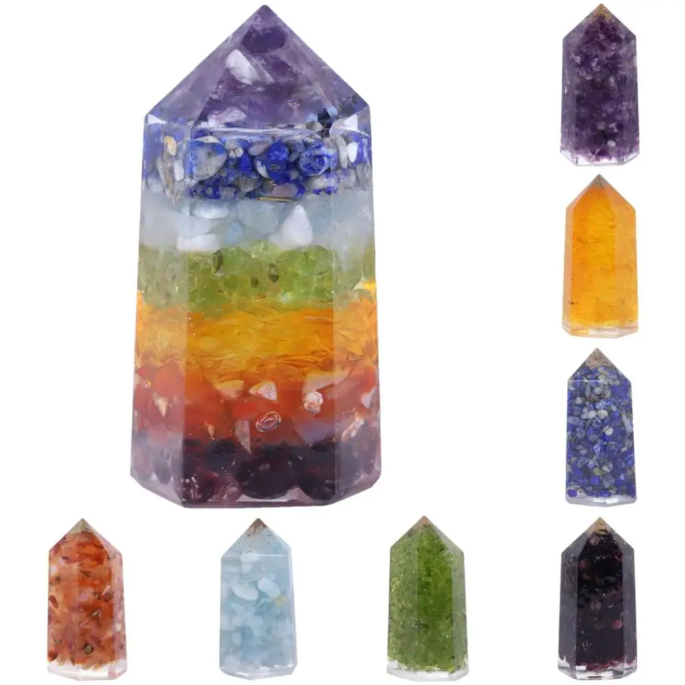 

TUMBEELLUWA 2 inches Healing Crystal Wand Point 6 Faceted Prism Reiki Chakra Stones for Meditation Therapy Figurine Specimen