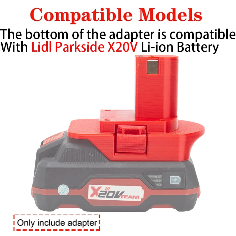 Adapter for Ryobi 18V ONE+ Li-ion tools converted To Lidl Parkside X20V Li-ion battery power tool accessories