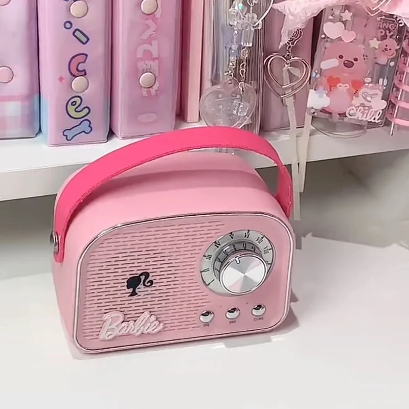 Miniso Barbie Bluetooth Wireless Speaker Cartoon Cute Fashion Retro Design High-quality Speaker Kawaii Desktop Decorations Gift