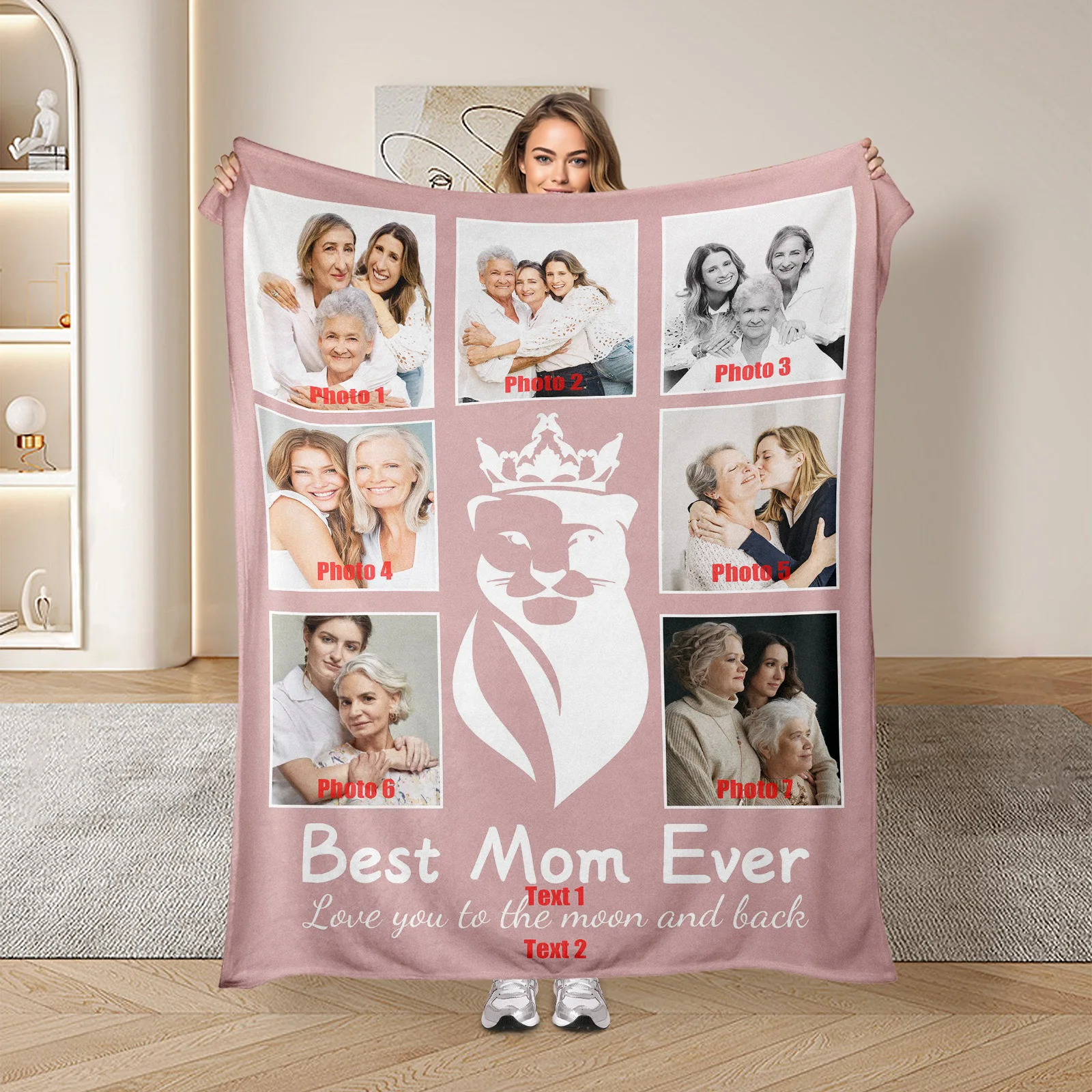 

Custom Photo Blanket Featuring Artistic Design Personalized Gift For Mom To Honor Courage And Love Thoughtful Keepsake Idea