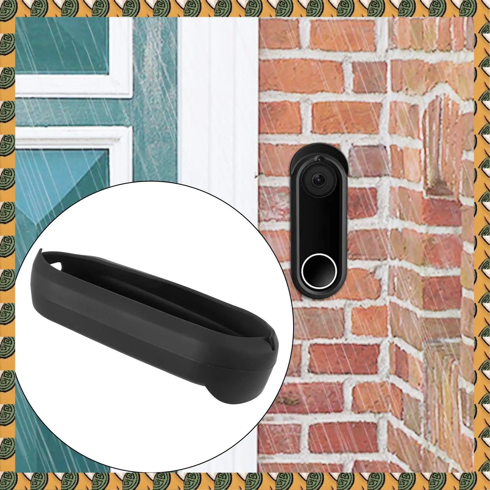 Silikonowe etui A77I zaprojektowane dla Google Nest Hello Doorbell Cover (czarne) - pełna ochrona, kompatybilne z noktowizorem
