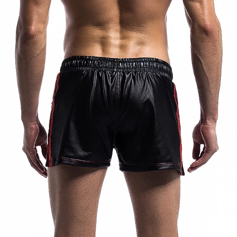 Short décontracté en cuir PU pour homme, séchage rapide, maillot de bain, poche, sport, gym, course à pied, natation, surf