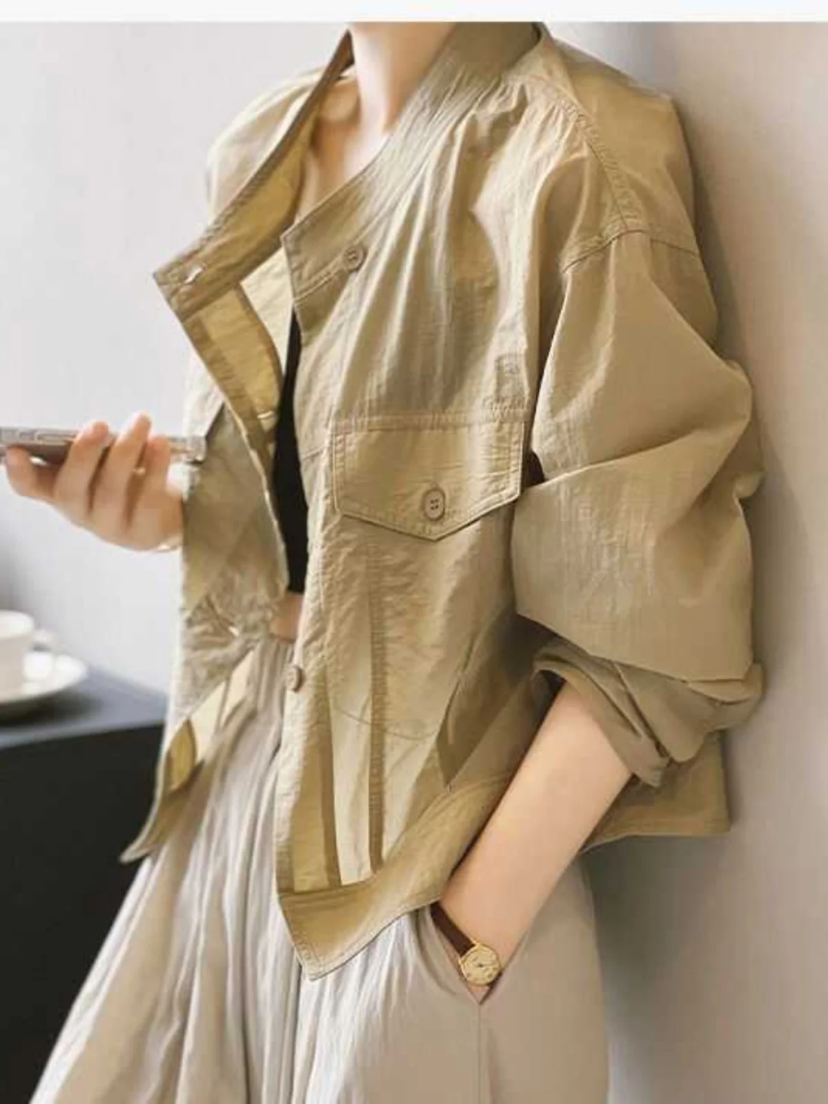 

Женская свободная верхняя одежда Long Sve Sun Protection irt, тонкая, корейская версия, осеннее новое поступление, ветровка для поездок на работу