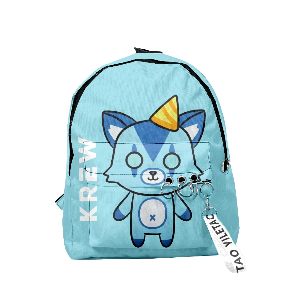 ItsFunneh Krew District Rucksack, einzigartige Schultasche, 2023, lustige Reisetasche, Harajuku-Tagesrucksäcke, Unisex-Rucksack, Reißverschlusstaschen