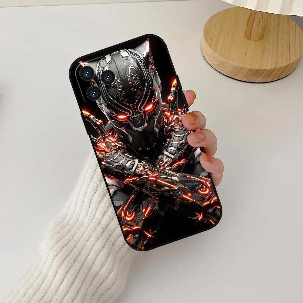 멋진 마블 블랙 팬서 휴대폰 케이스, 아이폰 16, 15, 14, 13, 12, 11 프로 맥스 플러스, 미니 펀다, 아이폰 15, 16 프로 맥스, 5G, 블랙 커버