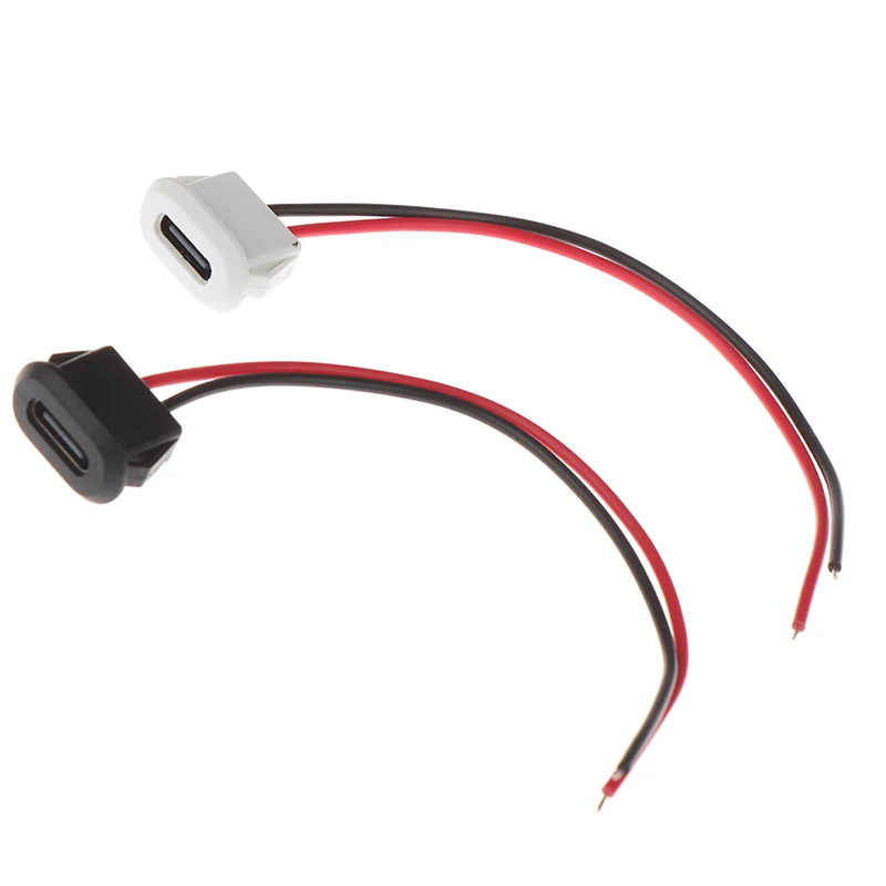 2Pin Interface With Welding Wire Socket USB-C Type C Waterproof USB Connector Direct Compression Female Base Socket Charging