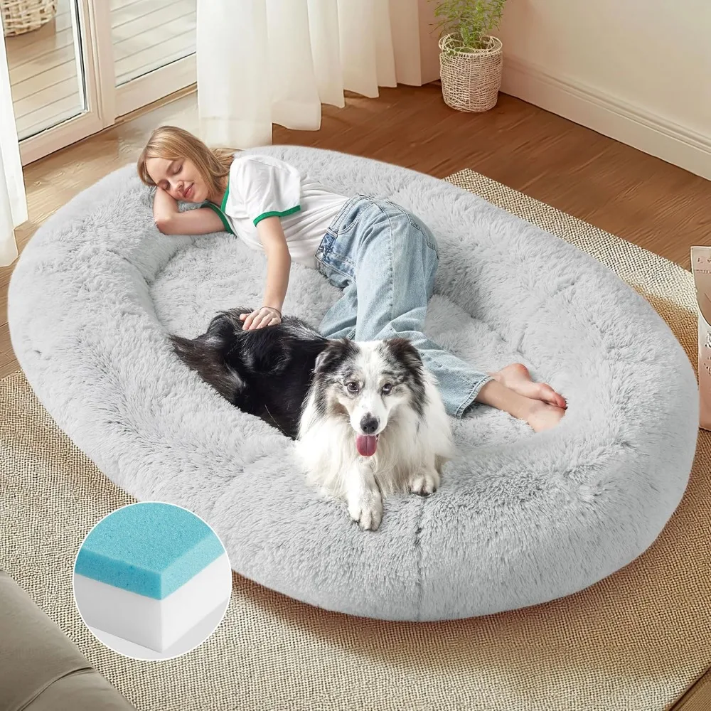 

Memory Foam Human Dog Bed, 72"x48"x12" Calming Giant Human Dog Bed