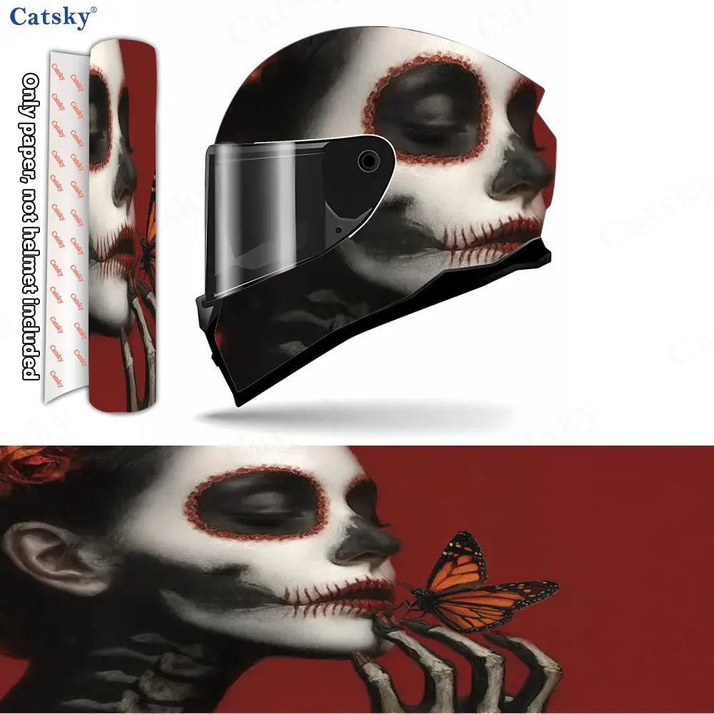 Crow skeleton PVC material self adhesive waterproof motorcycle helmet sticker, paste firmly and do not fall, waterproof and weat