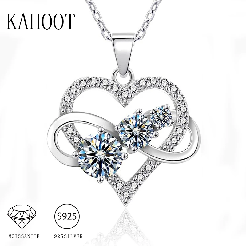 925 Sterling Silver Moissanite Heart Necklace Fashionable Gorgeous Men's Ladies Couples Casual Niche Advanced Sense Gifts