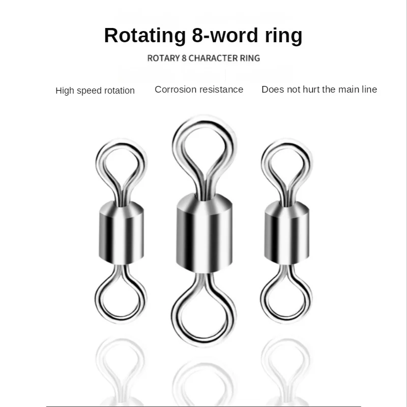 20/50/100PCS Fishing Swivels Ball Bearing Swivel with Safety Snap Solid Rings Rolling Swivel for Carp Fishing Accessories