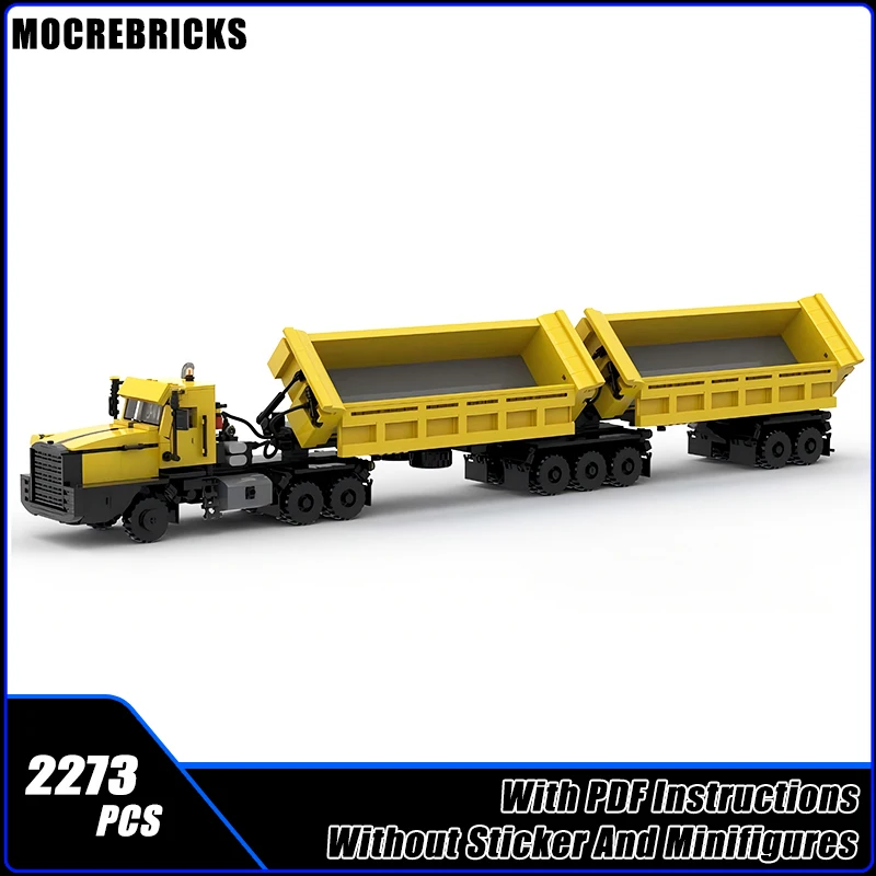 City Railway Engineering Car Tonar-7502 Heavy Duty Road Train Technology Dump Truck MOC Building Blocks Model Kid's Toys Gifts