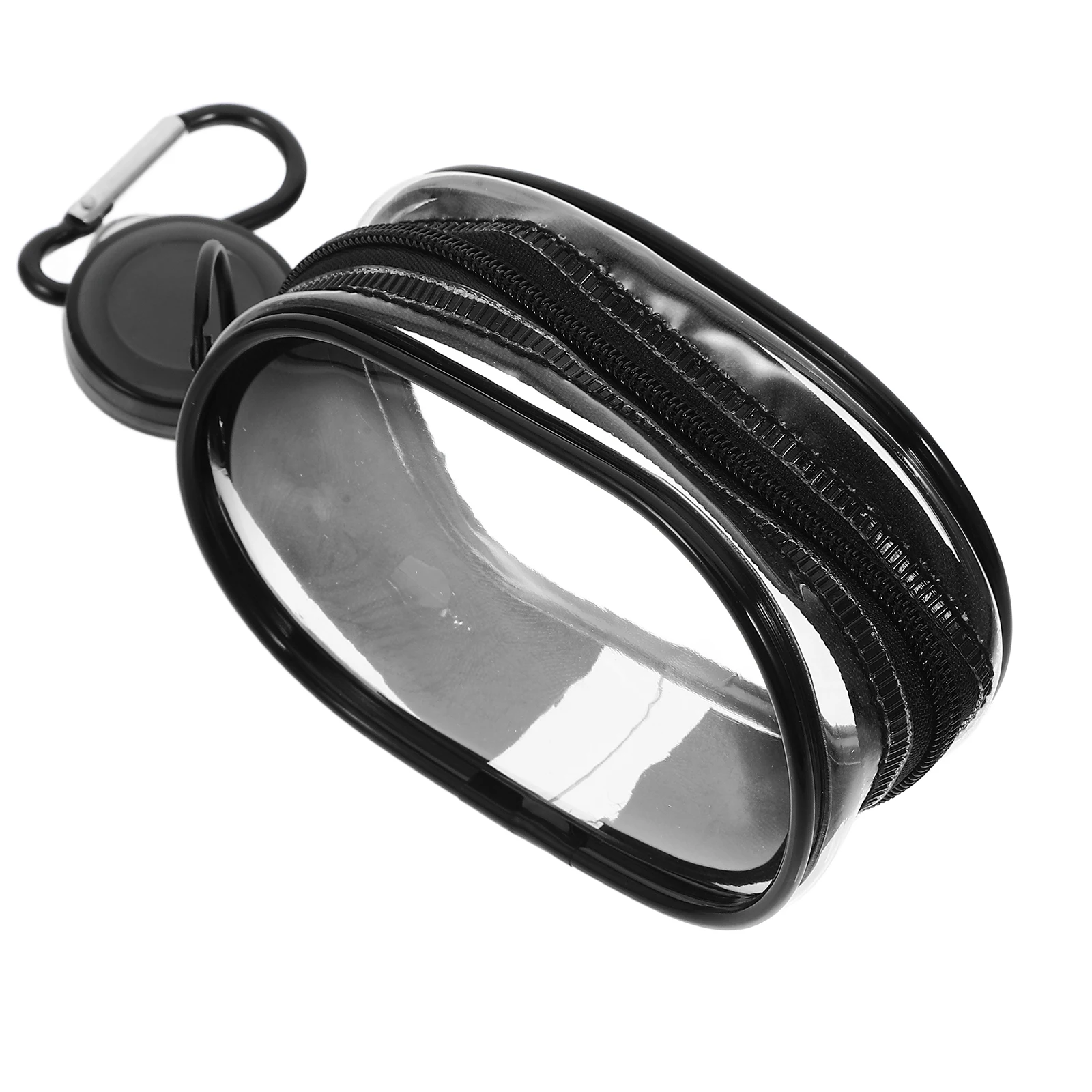 

Transparent Hanging Bag for Phone Cable Earphone Storage Small Oval White PVC Retractable Rope Portable Lightweight USB