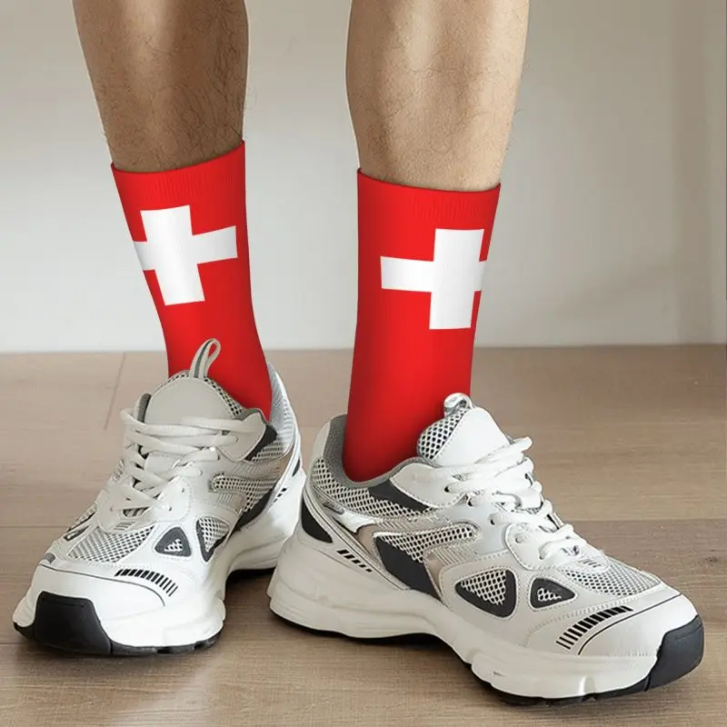 Swiss Switzerland Flag Men Women Crew Socks Unisex Fun 3D Printed Dress Socks