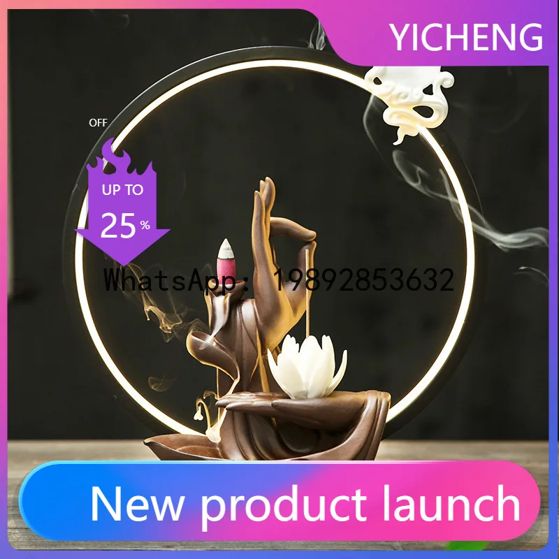 

X4-1 Creative Ceramic Home Ornament Purple Sand Bergamot Ring Indoor Aromatherapy Zen Office Culture Ornament