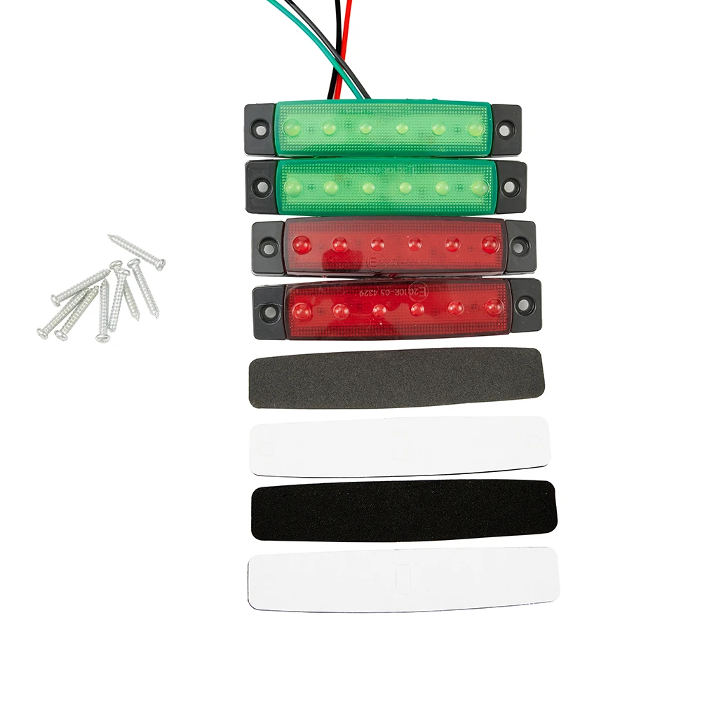 4X Red+Green Navigation Lights  6LED Lights Stern Boat Starboard Lamp Set DC12V Waterproof Boat Auto Indicator Lamps