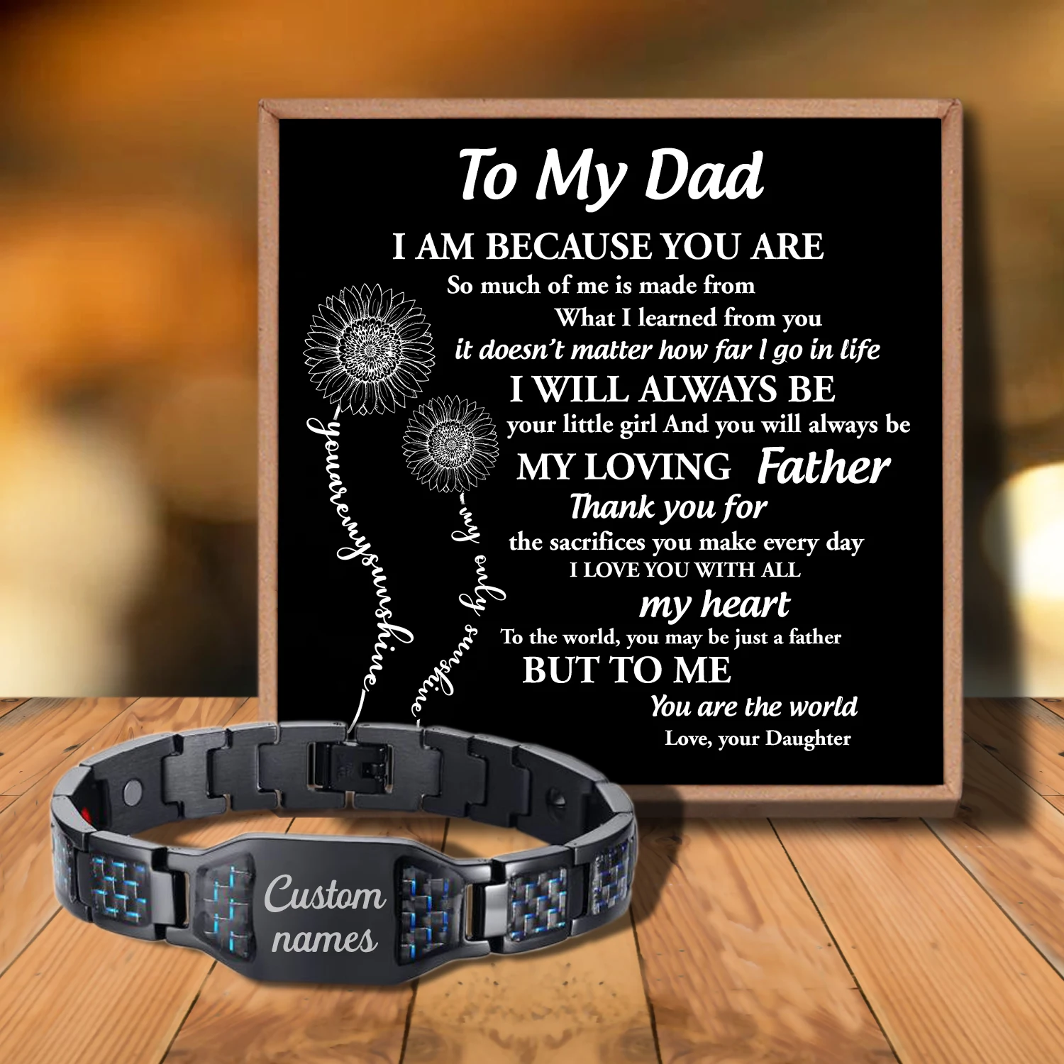 

Sac3201 To My Dad If Ever There Is from Love Daughter Customizable Message Card Bracelet for Birthday Anniversary Holiday Gift