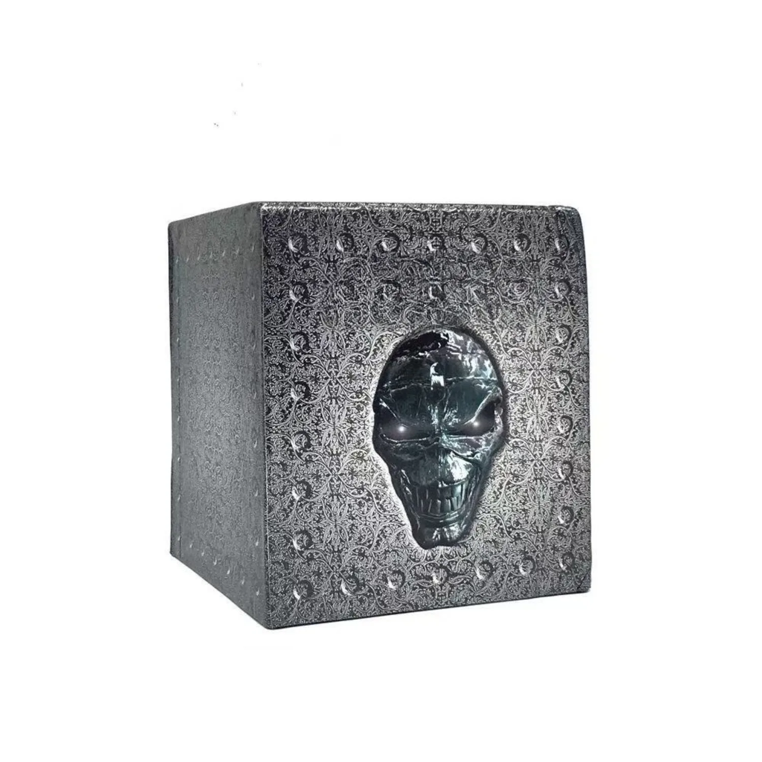 

Dark Ornate Heavy Metal Collection Box with 3D Embossed Skull & Patterned Cover Premium Collectible Set for Metal Fans
