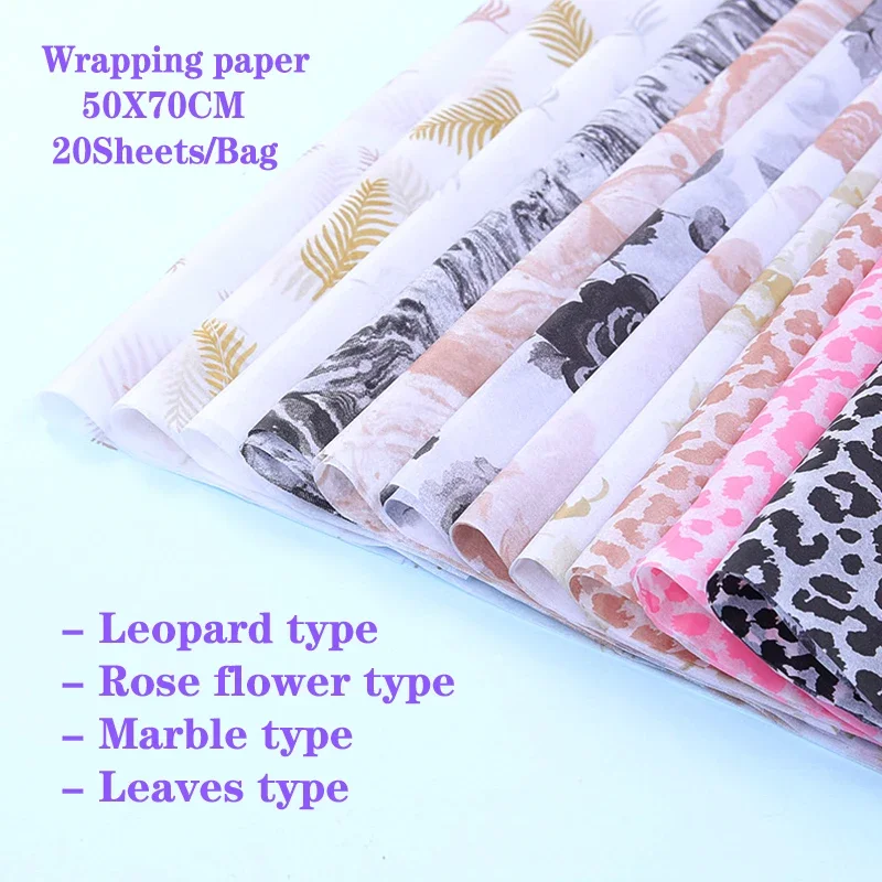 20sheets Leopard Printed Translucent Tissue Paper 50X70CM Wrapping Paper Gift Packaging Craft Paper Roll Wine Clothing Wrapping